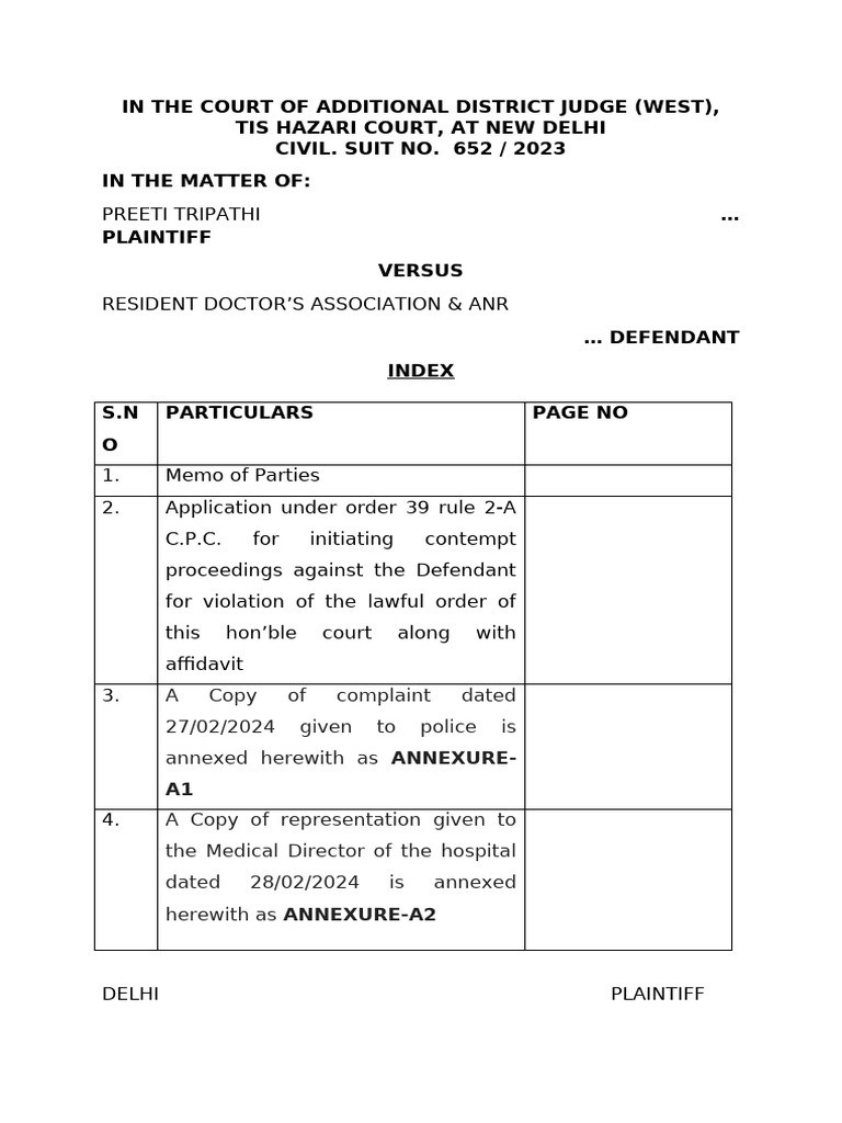 Contempt Application Under Order 39 CPC | PDF | Lawsuit | Contempt Of Court