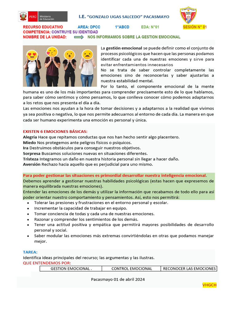 Gestión Emocional en la Educación | PDF | Las emociones | Mente