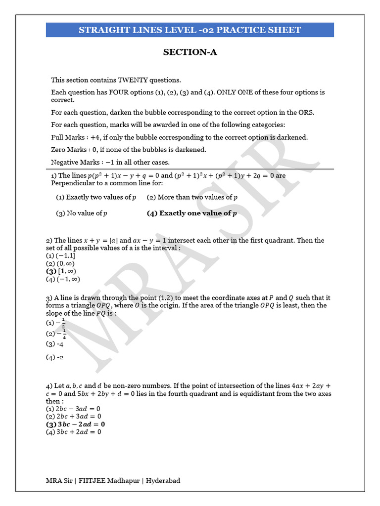 Straight Line Intersections and Properties | PDF | Line (Geometry ...