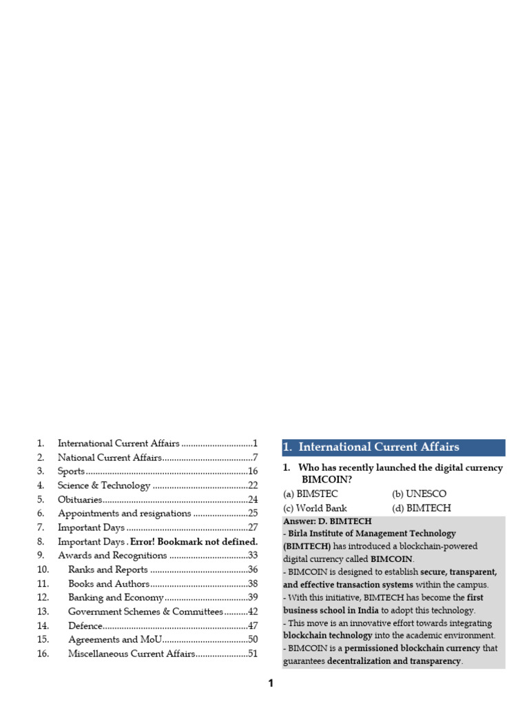 Current Affairs Overview 2025 | PDF