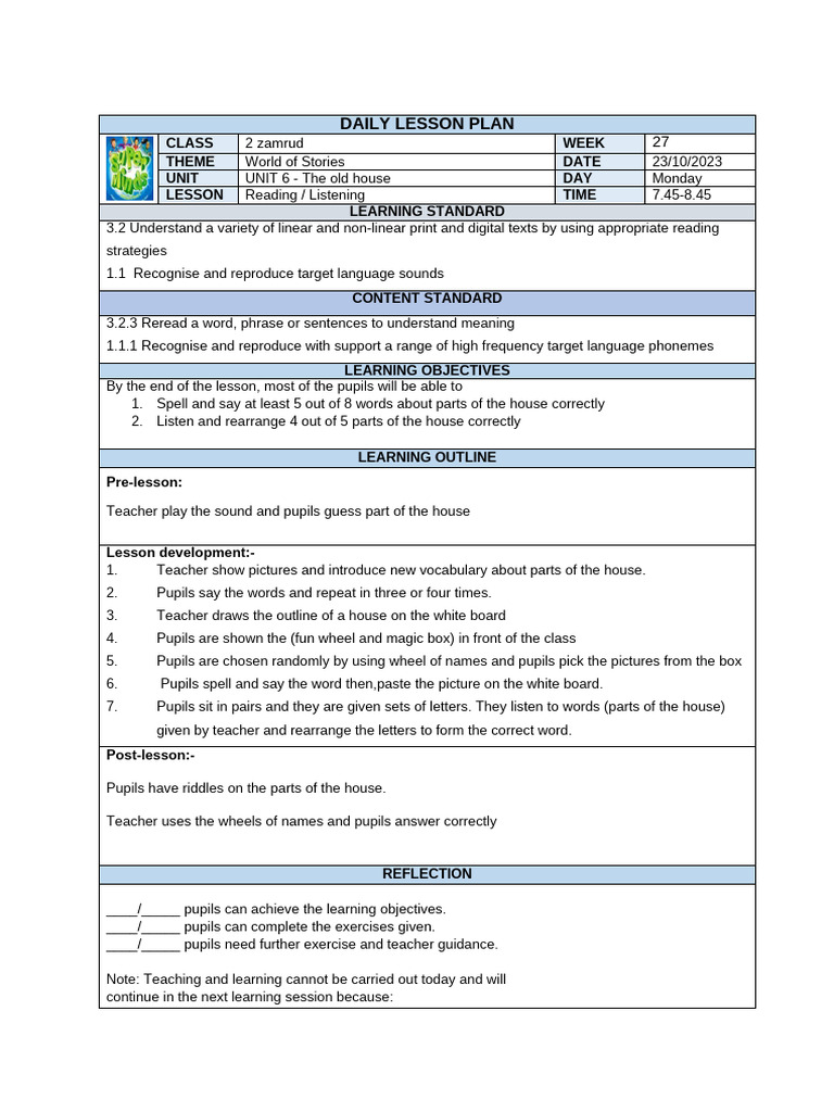 Lesson Plan: Parts of the House | PDF | Linguistics | Human Communication