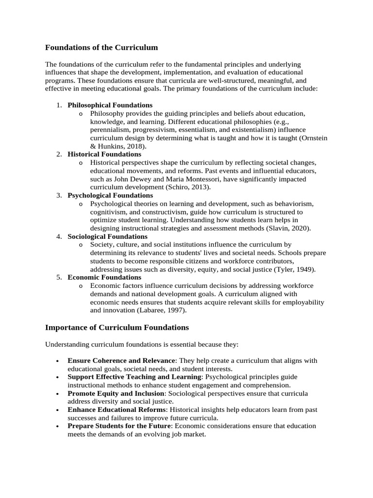 Foundations of The Curriculum | PDF | Learning | Constructivism ...