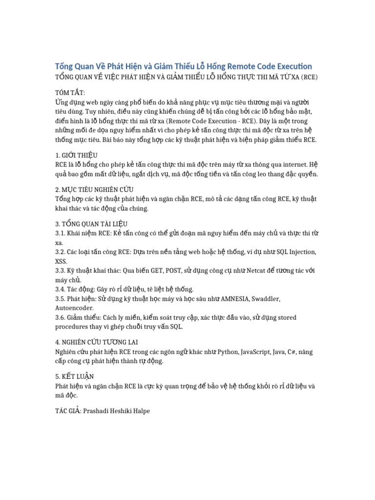 RCE Vulnerability Review VN | PDF