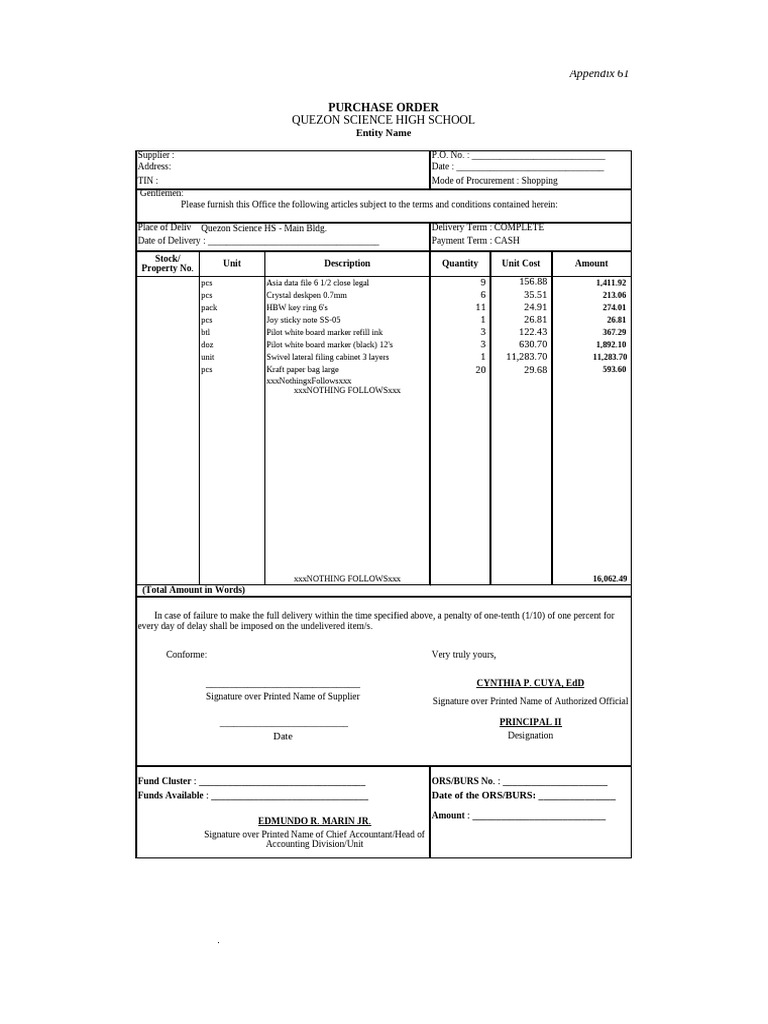 Appendix 61 - PO | PDF