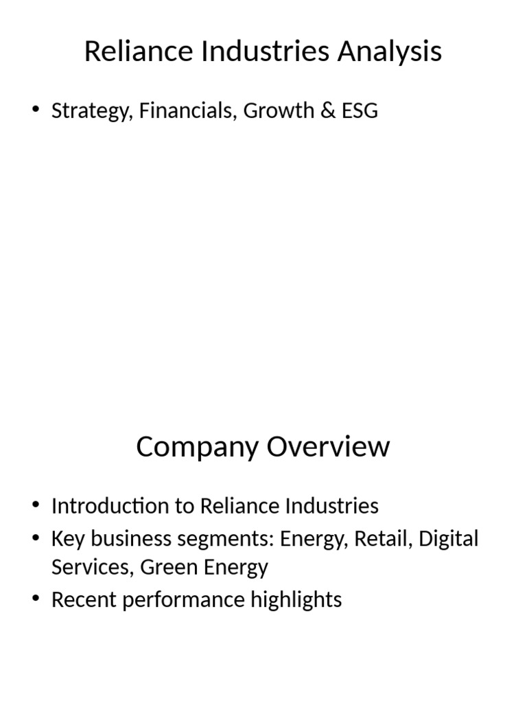 Reliance Industries: Strategy & Growth Insights | PDF | Renewable ...