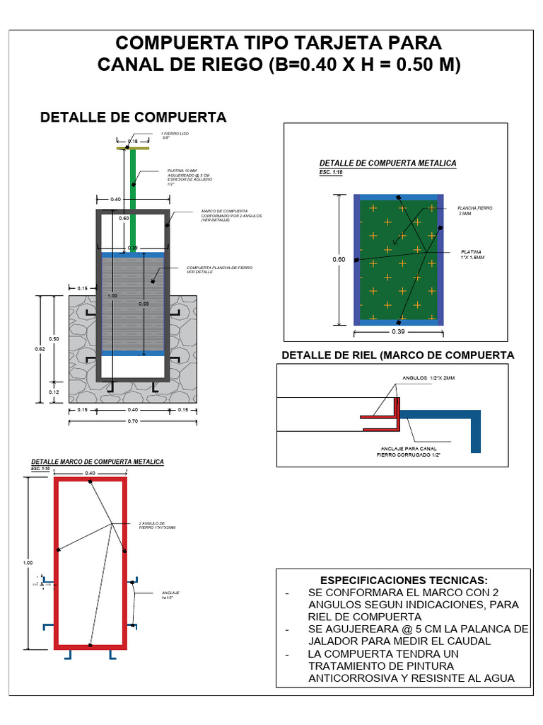 Compuerta Metálica para Canal de Riego | PDF