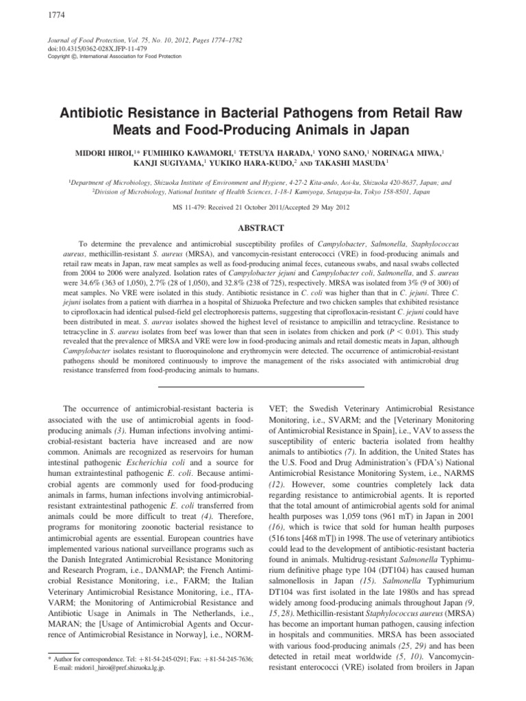 Antibiotic Resistance in Bacterial Pathogens From Retail - 2012 ...