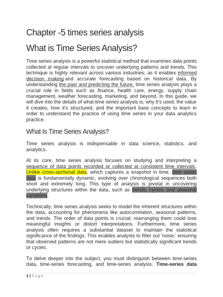 Time Series Analysis Explained | PDF | Stationary Process | Time Series