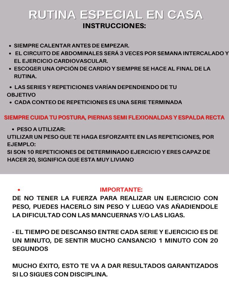 Rutina de Ejercicios Abdominales y Cardio | PDF | Entrenamiento con pesas