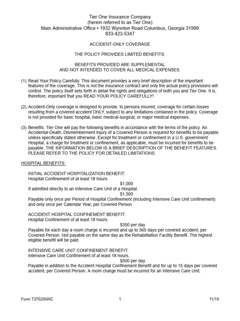 T37025-Outline of Coverage-T50000281289-12192022 | PDF | Medical ...