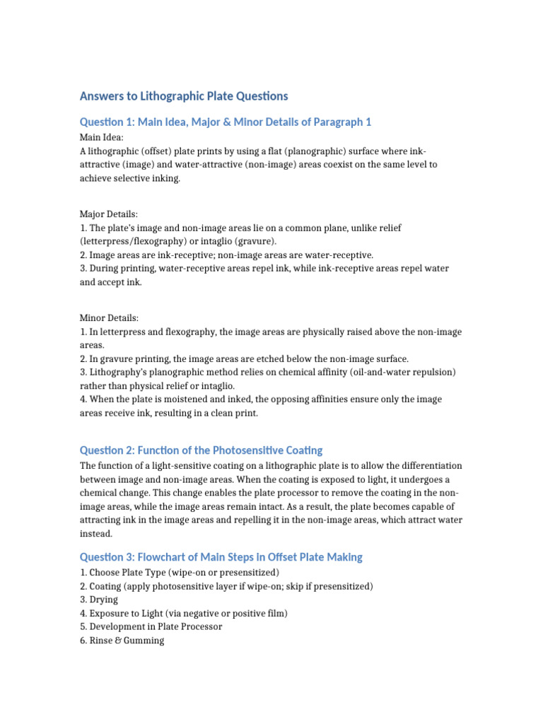 Lithographic Plate Processing Guide | PDF