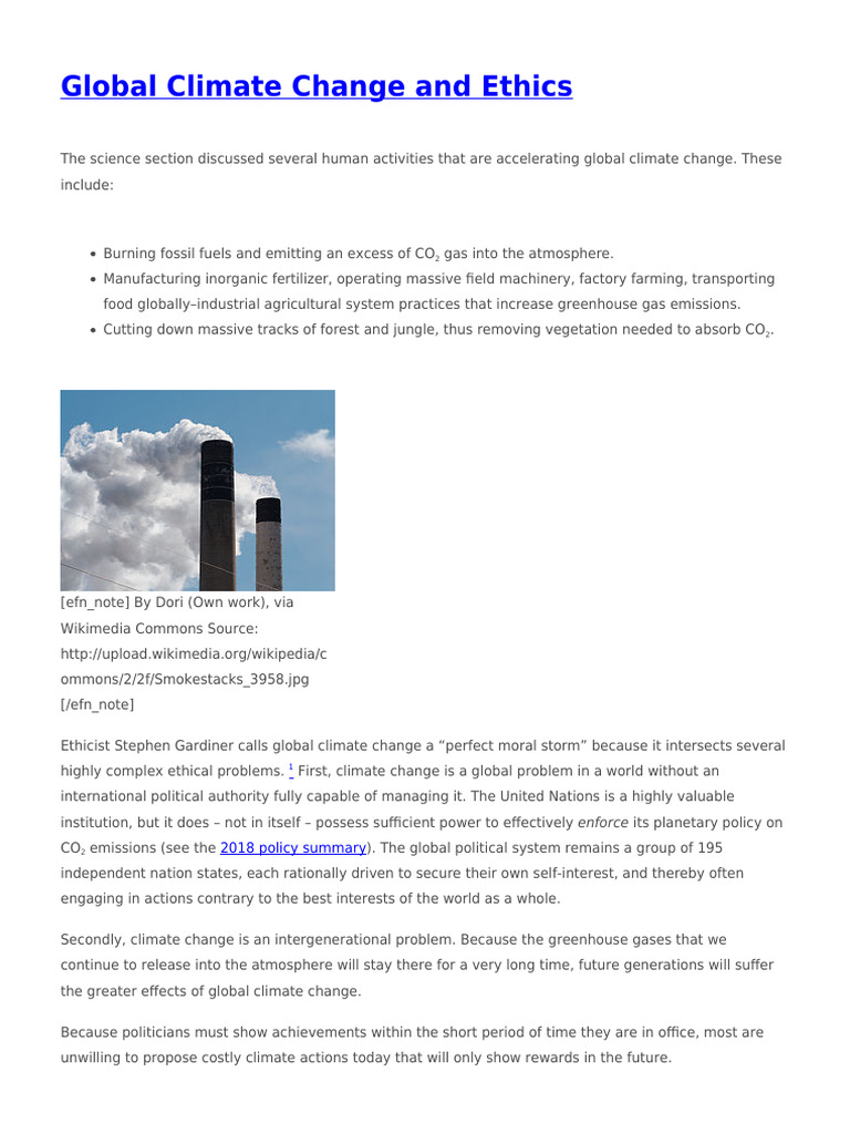 Climate Change Ethics and Responsibility | PDF | Climate Change ...
