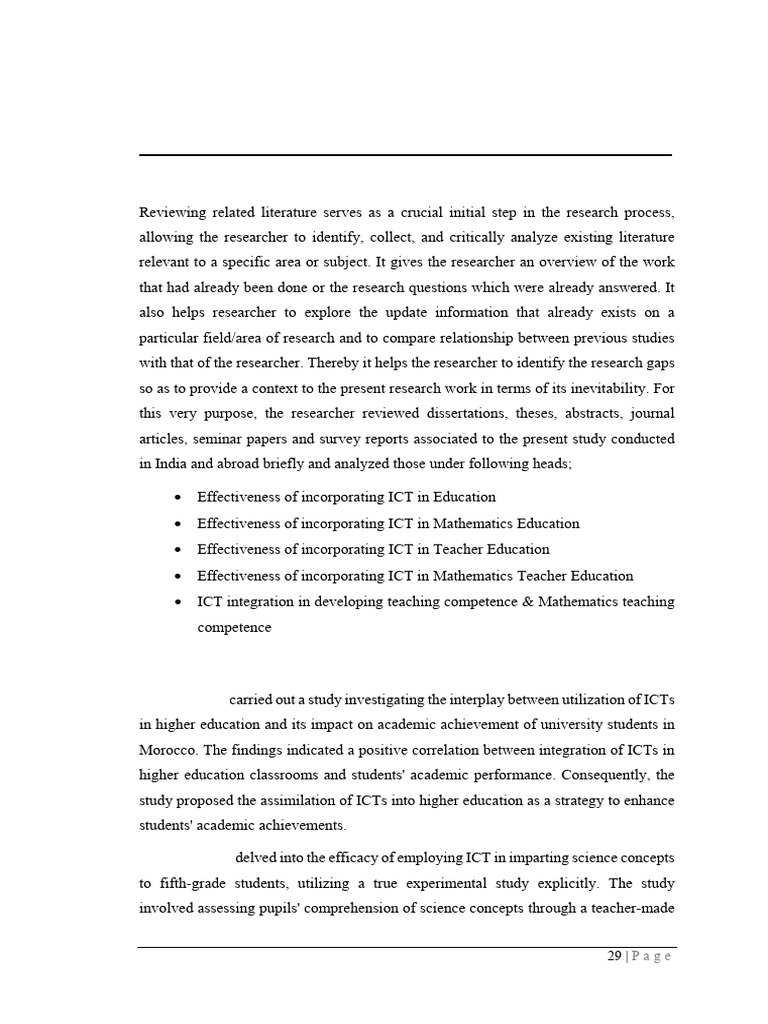 Literature Review on ICT in Education | PDF | Educational Technology ...