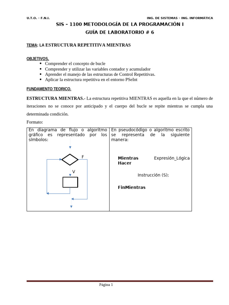 Guia LAB 7 Prog I MIENTRAS Sem 2 2024 | PDF | Algoritmos | Ciencias de ...