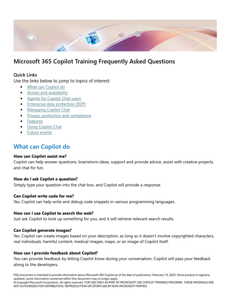 Microsoft 365 Copilot FAQ Guide | PDF | Share Point | Microsoft