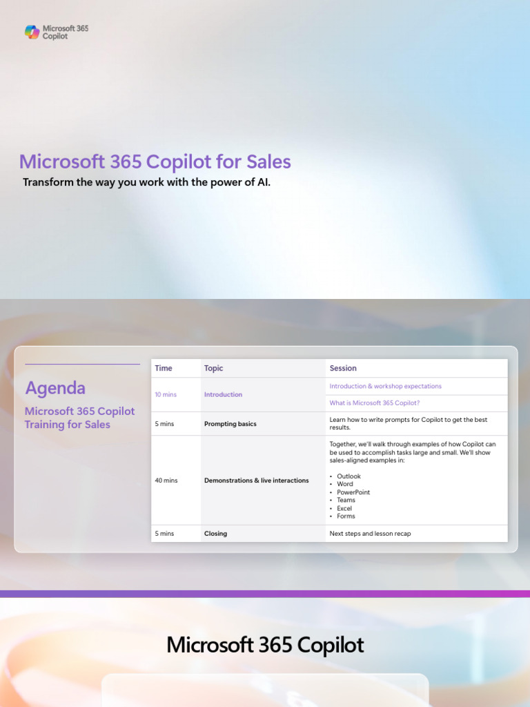 Microsoft 365 Copilot for Sales Overview | PDF