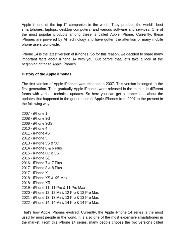 The Iphone 14 Pro and Iphone 14 Pro Max | PDF | I Phone | Apple Inc.