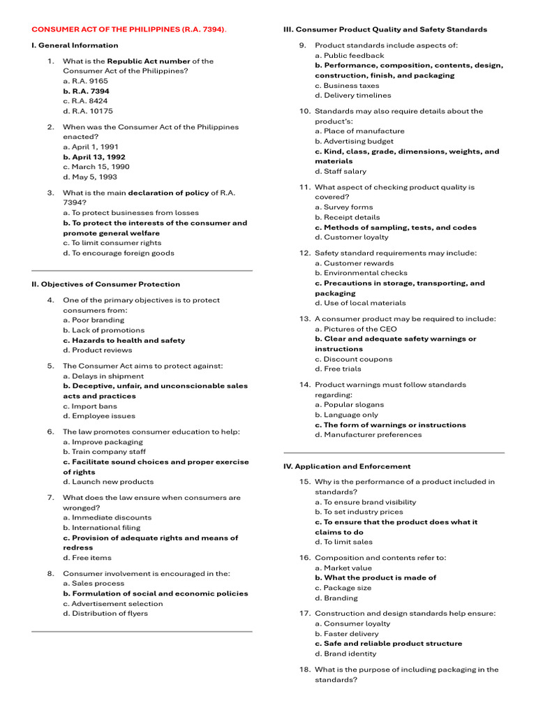 Consumer Act of the Philippines Overview | PDF | Food And Drug ...