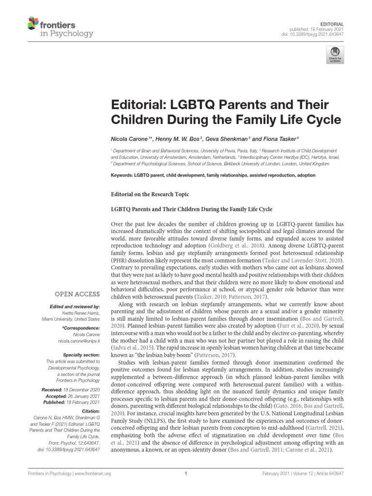 Editorial LGBTQ Parents and Their Children During | PDF | Parent ...