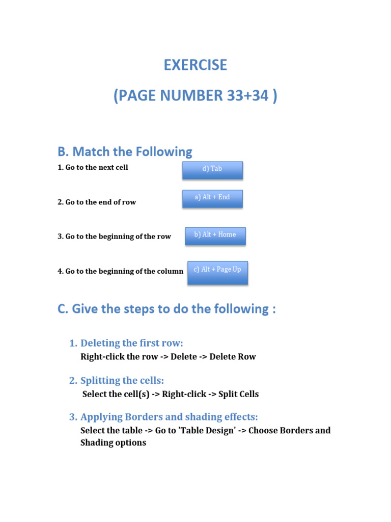 Table - Document - Answers (Y7 | PDF