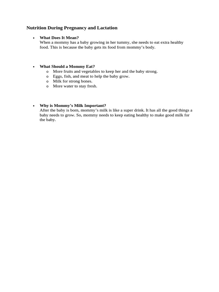 Nutrition During Pregnancy and Lactation | PDF