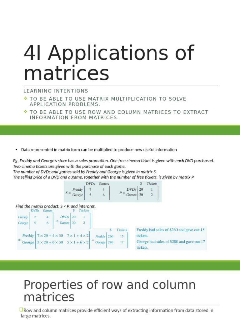 4I Matrix Applications and Properties | PDF