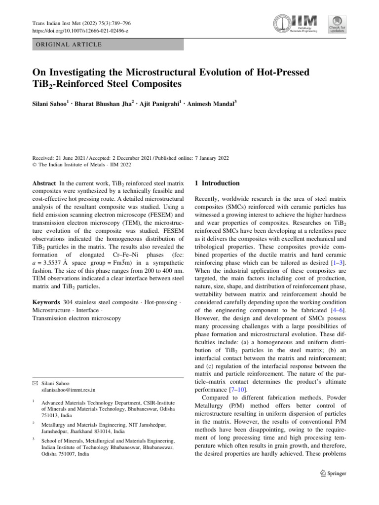 On Investigating The Microstructural Evolution of Hot-Pressed | PDF ...