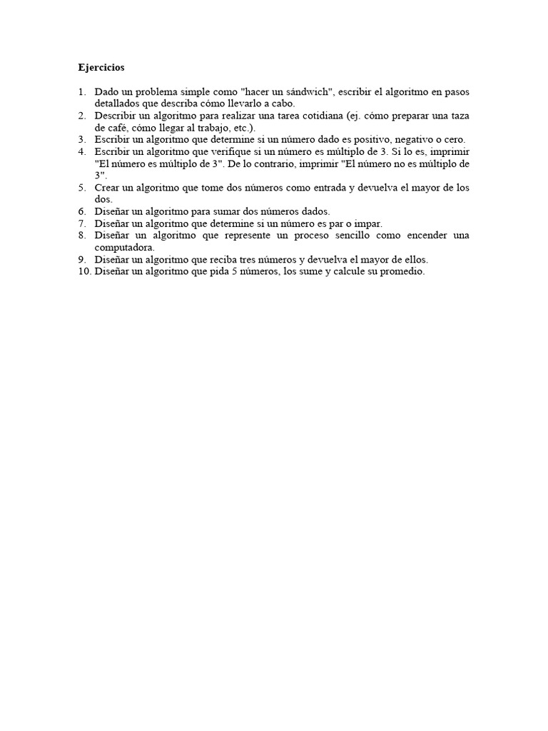 Ejercicios de Algoritmos Básicos | PDF