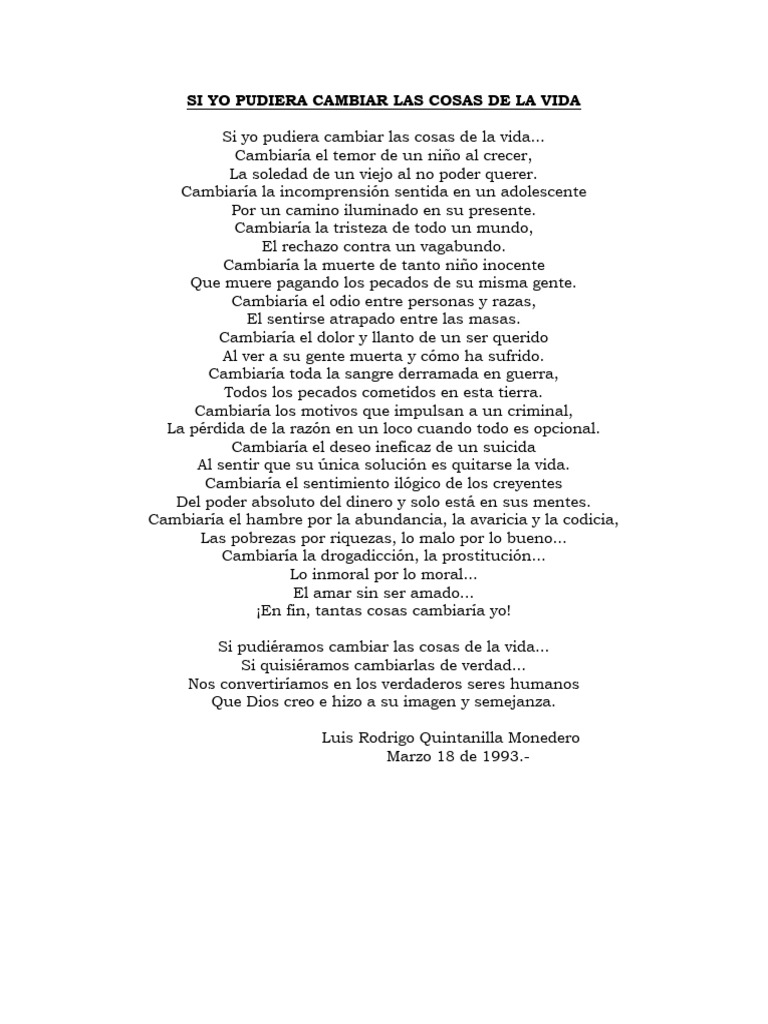 Si Yo Pudiera Cambiar Las Cosas de La Vida | PDF