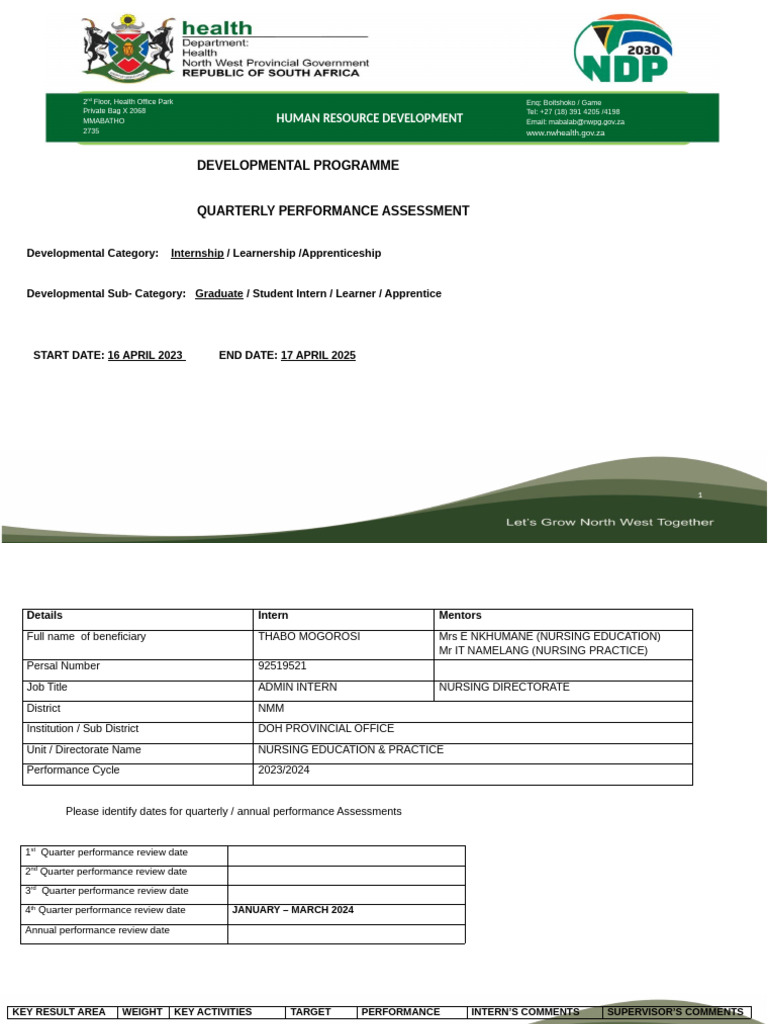 Internship Performance Assessment 2023 | PDF