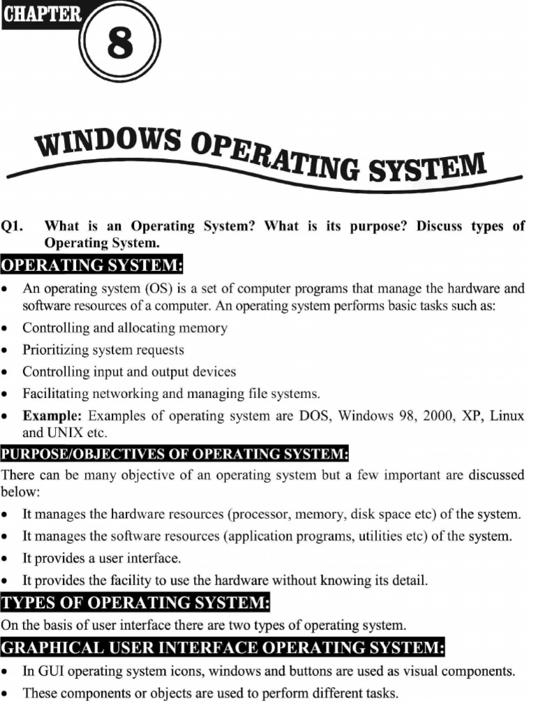 1st Year Computer Notes Chapter 8 Operating Systems (Windows) (1) (1) | PDF