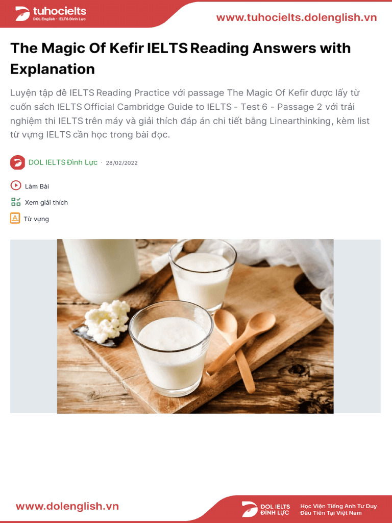 IELTS Reading: The Magic of Kefir | PDF | Yogurt | Milk