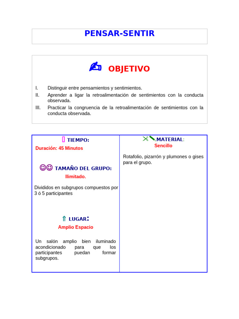 Distinguir Pensamientos y Sentimientos | PDF | Aprendizaje | Sicología