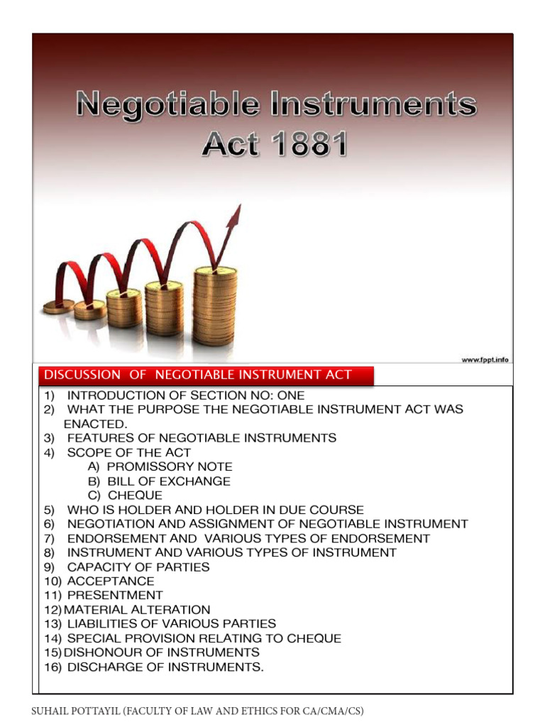 Overview of Negotiable Instruments Act | PDF | Negotiable Instrument ...