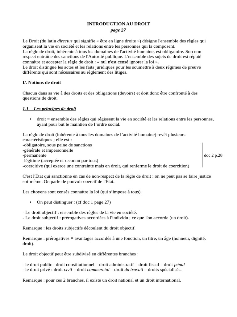 Cours 2 Intro Au Droit | PDF | Loi | Compétence
