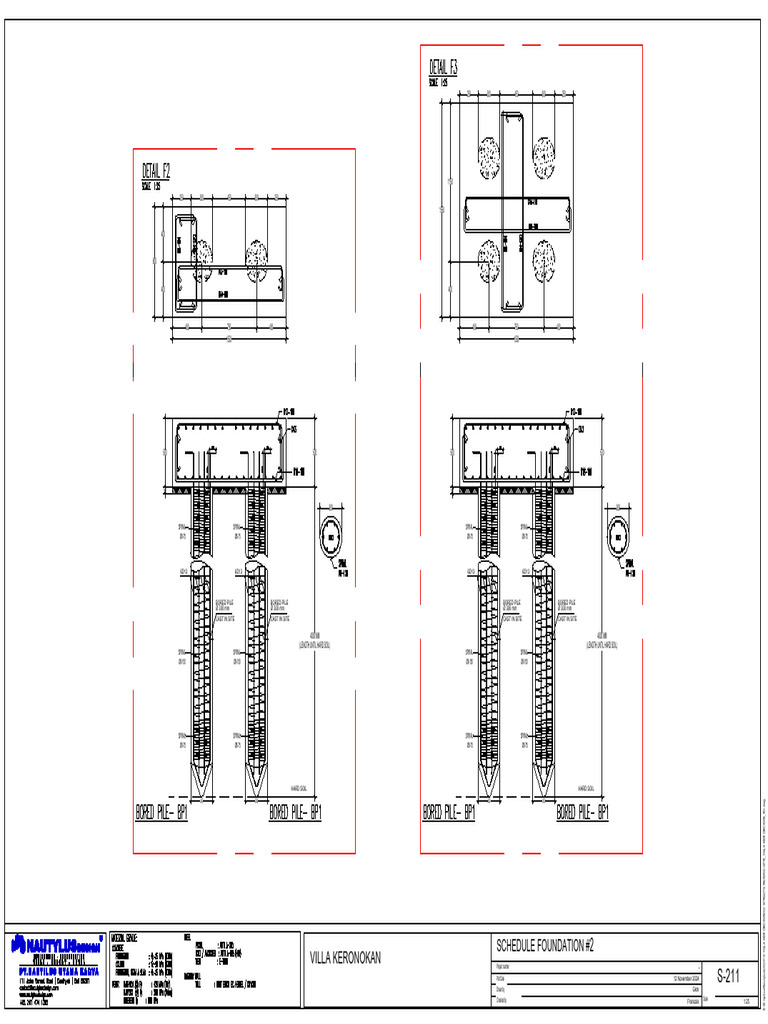 Bored Pile Foundation Schedule for Villa Kerobokan | PDF | Structural ...