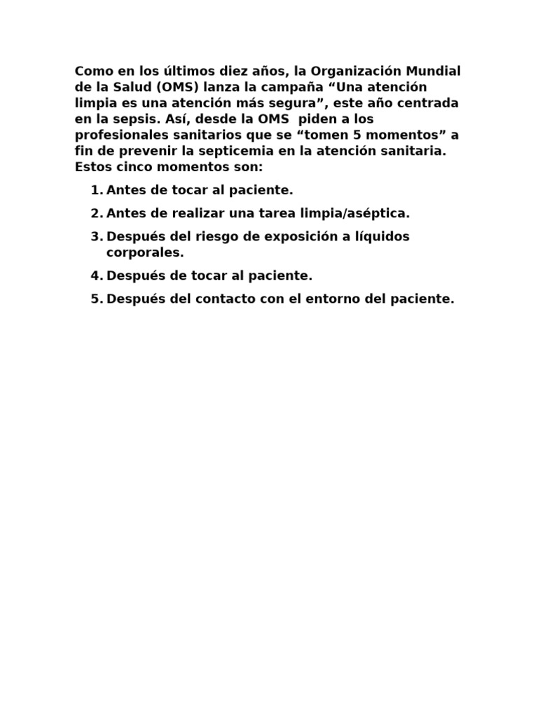 5 Momentos Del Lavado de Manos | PDF
