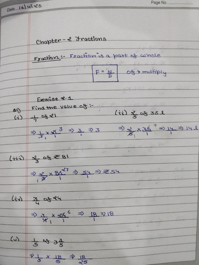 CH 2 Fraction Exercise 2.1 | PDF