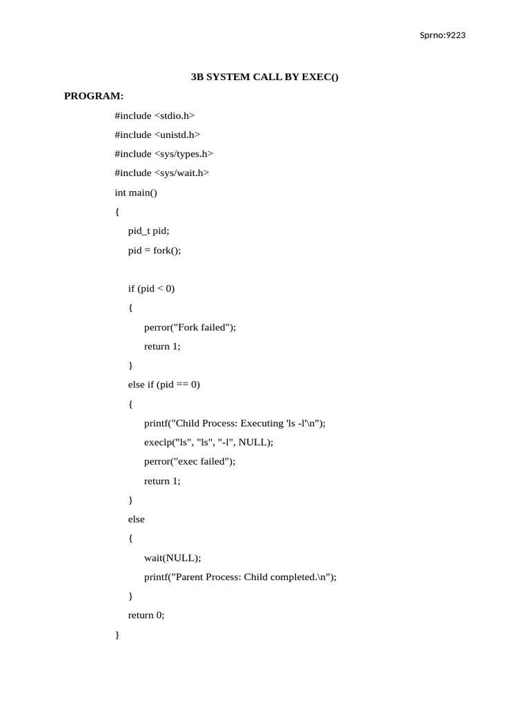 3B System Call Example in C | PDF