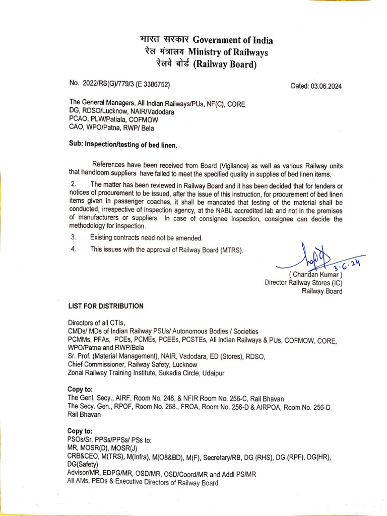 Revised Inspection of Linen by Inspection Agencies | PDF