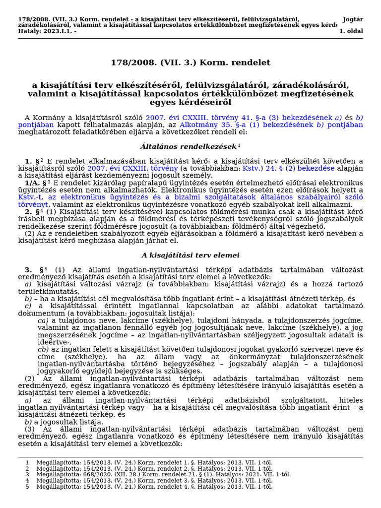 178/2008. (VII. 3.) Korm. Rendelet: Általános Rendelkezések | PDF
