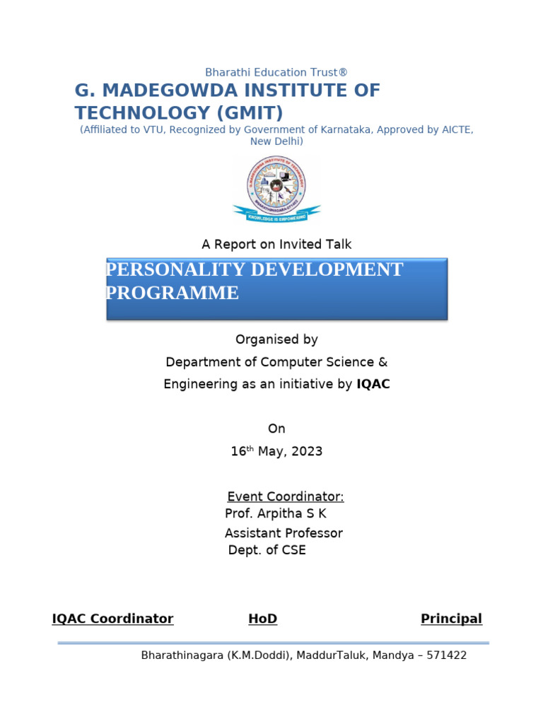 Invited Talkon Personality Development Program - May - 2023 | PDF ...