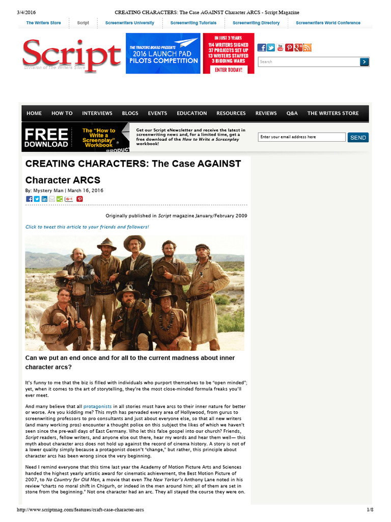 The Case Against Character Arcs | PDF | Screenplay | Mystery Film