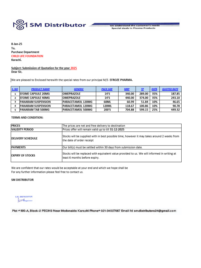 Hamza Tender Quotation | PDF