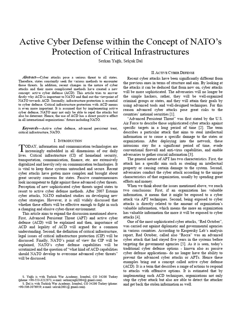 Active Cyber Defense Within The Concept of NATO's | PDF | United States ...