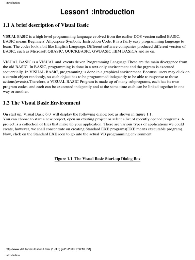 Tutorial On Visual Basic | PDF