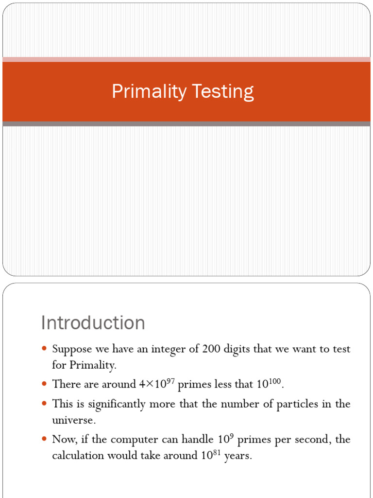 Primality Testing Notes | PDF | Prime Number | Discrete Mathematics