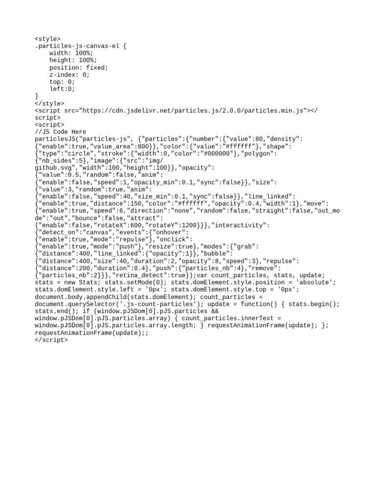 Particle Animation JavaScript Code | PDF