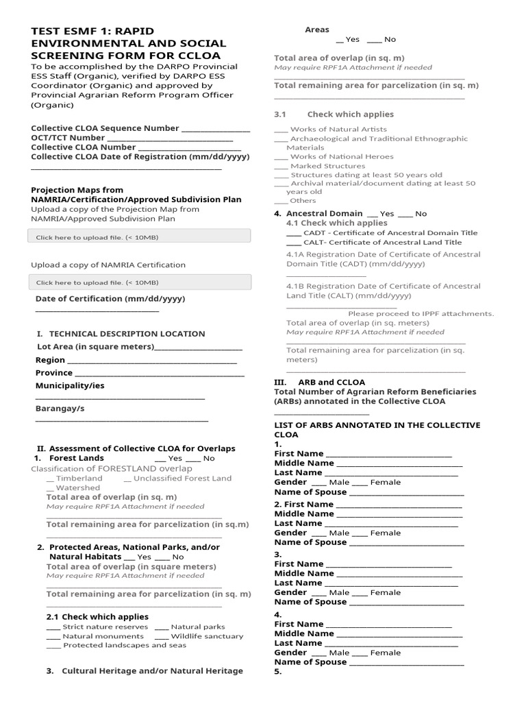 Rapid Environmental Screening for CLOA | PDF