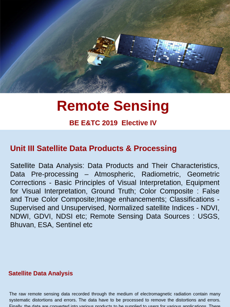 Unit III Satellite Data Products - Processing | PDF | Infrared | Remote ...